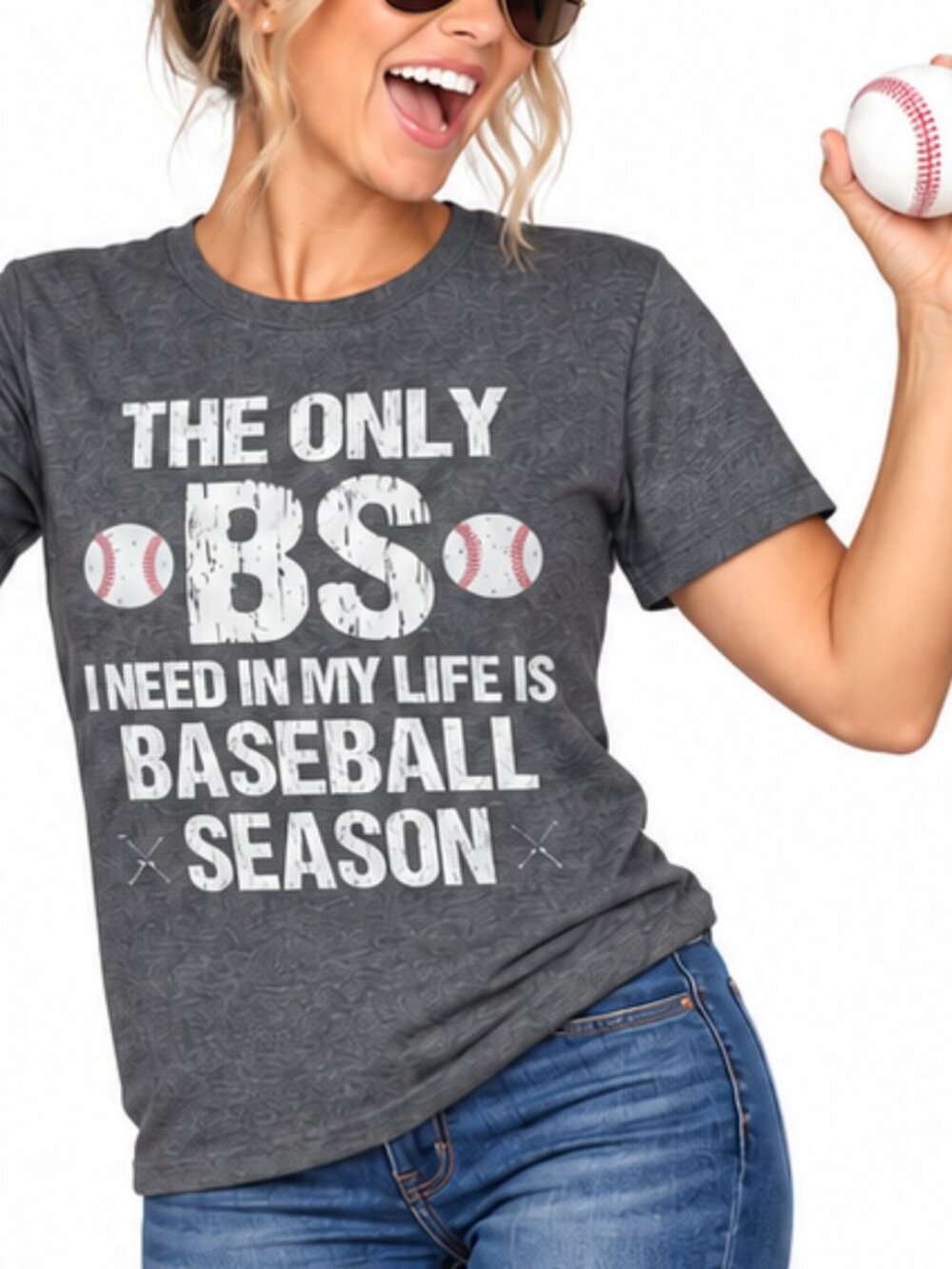 Cheeky Baseball Season Graphic T-Shirt Medium by Port & Company
